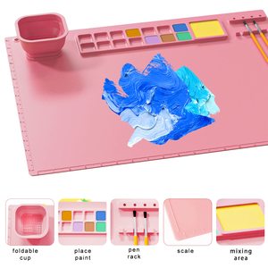 Customized <b>Silicone</b> Art Pad Drawing Resin <b>Silicone</b> Craft <b>Mat</b> With Cup <b>Silicone</b> Painting Craft <b>Mat</b> for Kids - Product Image 4