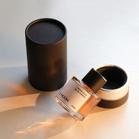 Vente en gros, faible MOQ, flacon de parfum cylindrique en verre transparent 30/50ml 100ml, atomiseur vide à brume fine avec étiquette autocollante