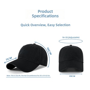 Casquette <span class=keywords><strong>de</strong></span> baseball unisexe 6 panneaux printemps/été – Grande taille, effet vieilli, style rétro Hong Kong, 100 % coton, ajustable - Product Image 3