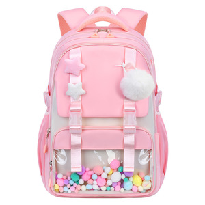 Lightweight Cartoon Backpack For Girls 15 Inches With Plush Chain And Interior Zipper Pocket School Education - Product Image 4