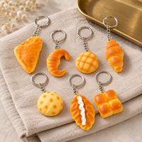 Porte-clés jouet anti-stress en PU, simulation réaliste de pain (croissant, pain ananas, baguette), à remontée lente, à presser, pour sac, cadeaux