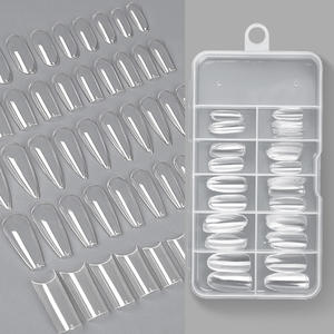 Faux ongles à presser dans un cercueil Matériau ABS de style français <span class=keywords><strong>Capsule</strong></span> Gel Ongles Système d'extension Conseils d'ongles pour l'application des doigts - Product Image 1