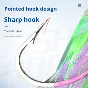 Juego de anzuelos de calamar biomiméticos al por mayor, aparejos de pesca de caballa de nariz larga, anzuelos de cuchillo luminosos para peces antimordeduras, herramientas de pesca en el mar - Product Image 3