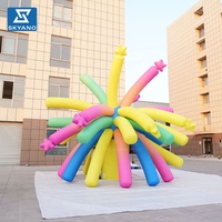 Modèle de feu d'artifice gonflable géant et coloré avec éclairage LED pour la décoration de centres commerciaux, de fêtes et d'événements