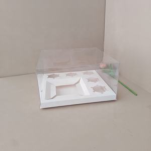 XJH <span class=keywords><strong>2</strong></span> cavittes甜甜圈包装甜点甜甜圈盒包装食品甜甜圈盒纸质蛋糕盒带透明盖 - Product Image 5