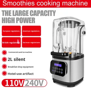 Mesin Slush Komersial Khusus Toko Teh Susu, Peredam Suara, Otomatis Penuh, Pembuat Jus, Penghancur Es, Kapasitas 2L - Product Image 2