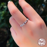 Mode populaire doigt unisexe creux anneaux 100% 925 argent Sterling Micro pavé Zircon cubain chaîne anneaux pour les femmes
