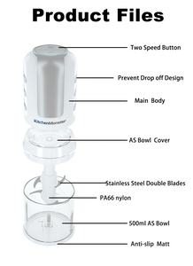 Hachoir à aliments électrique en gros GS/<span class=keywords><strong>CB</strong></span>/CE/ETL/ROHS/LFGB/PAHS 500ml, Mini-processeur pour viande végétale et oignon - Product Image 5