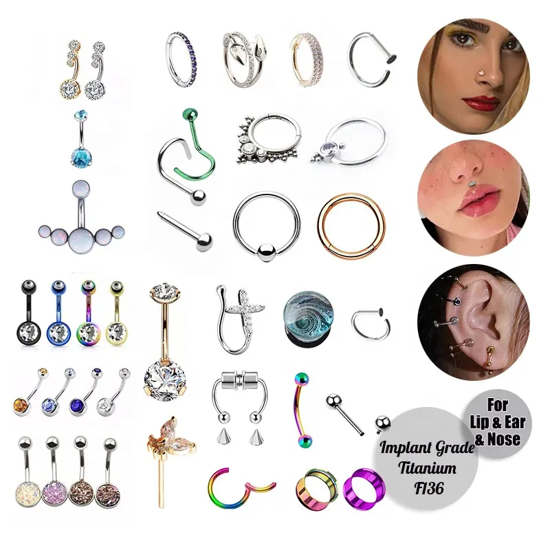 Iip Oor Vergulde G23 Titanium Body Piercing Sieraden Wenkbrauw Ringen Titanium Wenkbrauw Piercings Gletsjer Onoxybaar Met Effen Bal