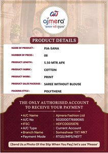 Women Stylish Ajmera Fashion Cotton Saree Elegant Printed Soft Traditional Ethnic Outfit Collection - Product Image 6