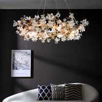 Lustre de luxe en cristal fait main PM, branches en aluminium, suspension ronde, lampe d'art créative rétro classique pour salon