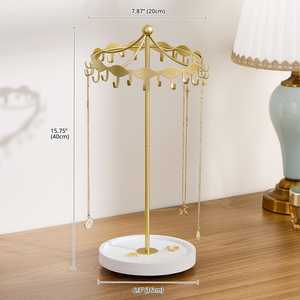 Ring <b>Tray</b> Base Portable Jewelry Stand Metal Rack 2 Tier Bracelet Necklace Hanging Organizer Display Necklace Holder - Product Image 5