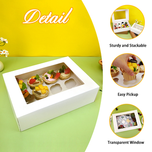 Cupcake dengan jendela bening kardus khusus kelas makanan ramah lingkungan kemasan roti donat kue piknik mengambil kotak Cupcake - Product Image 4
