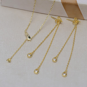 Pendentif en argent S925 en forme de feuille, accessoires de bijoux DIY, ensemble avec support de perle vide, boucles d'oreilles Tide Drop 1294 - Product Image 1