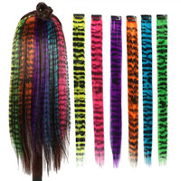 Extension de cheveux synthétique à clipser, motif léopard, perruque colorée, cheveux longs et lisses, clip coussin