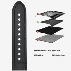 Bracelet de montre hybride en cuir de silicone 20mm 22mm Bracelet de montre intelligent pour Samsung Galaxy Watch 42mm 46mm - Product Image 6