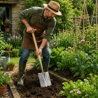 Bêches de jardin robustes à long manche, bêches à main pour le sol, bêches de jardinage en acier inoxydable poli miroir et acier au carbone, manuelles