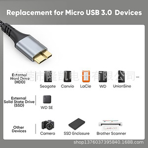Venta directa de fábrica de cable de datos USB 3.0, cable de conexión para disco duro externo con transmisión de alta velocidad USB a Micro. - Product Image 4