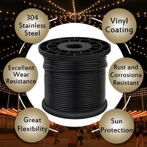 Sanxing SX-8146 Flngr Vinyl Coated 304 Stainless Steel Wire Rope Black 1/16" 3/32" 200FT 10% Tolerance Crimping Ends for Outdoor - Product Image 5