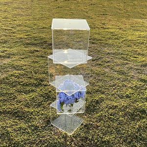 Acrylique Cube Boîte Riser Plinthe Stand Piliers Mariage Événement Planification Nuptiale Douche Scène Décor Couple Douche Acrylique Cas - Product Image 2