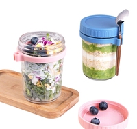 Oats Salad Breakfast Cup Overnight sealed food storage tanks glass cups with lid and spoon
