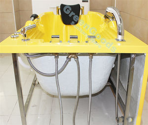 Bañera rectangular de acrílico para <span class=keywords><strong>el</strong></span> hogar, bañera de hidromasaje multifunción con <span class=keywords><strong>chorro</strong></span> de aire, color amarillo - Product Image 5