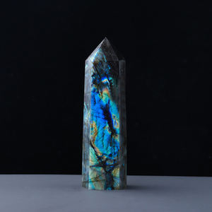 Varita de cristal de labradorita, Prisma facetado Hexagonal Natural, piedra de cuarzo para curación de Reiki, pulido con láser, impresión láser elegante - Product Image 3