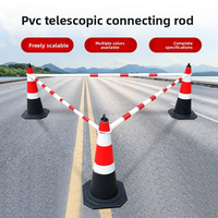 Tige de connexion télescopique en caoutchouc PVC pour cône de signalisation routière, réfléchissante rouge et blanche, pour avertissement de sécurité routière, montage au sol, sans son