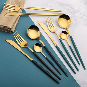 Bốn mảnh thép không gỉ Flatware Set bao gồm Bồ Đào Nha dao Vàng bít tết Dao Hai thìa cho phương Tây dao kéo - Product Image 1
