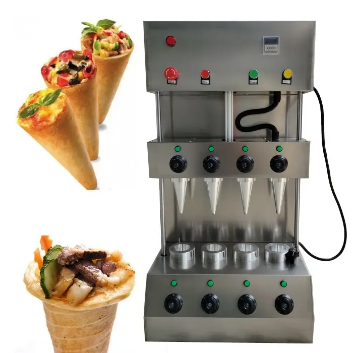 เครื่องทำไอศกรีมทรงกรวยขนมปังกรอบทำพิซซ่าอัตโนมัติเครื่องทำขนมวาฟเฟิลทรงกรวย