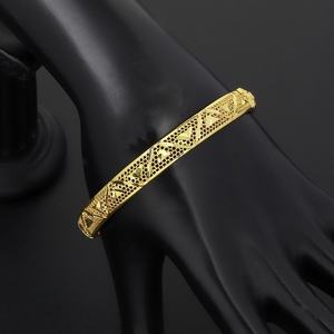 JXX Factory Wholesale Women's <b>24K</b> <b>Gold</b> Plated Agate Geometric Hollow Bangles All-In-Stock Fashion Jewelry - Product Image 5