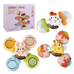 Lot de 3 hochets sensoriels en silicone souple pour bébé, jouets rotatifs à ventouse pour chaise de bain ou de repas, pour enfants de 1 à 2 ans - Product Image 6