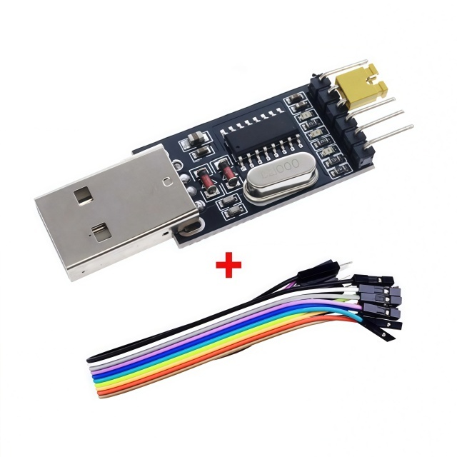 USB TTL Serial Converter Module CH340C Chip | Includes 4-Pin Jumper Wires for DIY Development 1 Year Warranty Screw