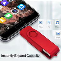 Nueva Unidad Flash USB Multifuncional de Metal de Alta Velocidad OEM ODM de 32GB/64GB/128GB Tipo-C/USB 2.0 para Teléfonos Inteligentes y Computadoras - Negra
