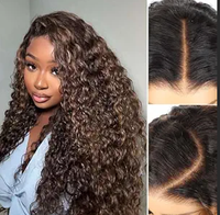 Perruque Lace Front Bouclée 13x4 HD de 36 Pouces en Cheveux Humains avec Base Transparente, Sans Colle, Cheveux Remy HD Complets, Brun Chocolat