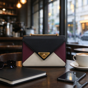 Color Block Envelope Crossbody <b>Bag</b> <b>for</b> <b>Women</b> PU Leather Chain Shoulder <b>Bag</b> with Metal Turn Lock - Product Image 1