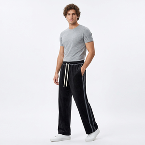 Street Style Plain Dyed Midweight Sweatpants 350g Drawstring Fleece <b>Trousers</b> Straight <b>Jogger</b> Outdoor Casual Men Sports - Product Image 2