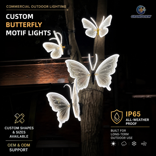 Custom LED 3D Butterfly Motif Lights Outdoor IP65 for Commercial Garden Landscaping Park Festival Lighting Project Decoration