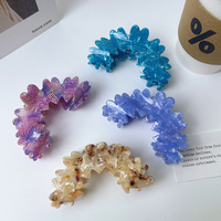 Pince à cheveux tendance en acétate bleu paon, forme géométrique, 9x5cm, personnalisable, vente en gros, pince griffe ondulée