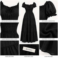 Robes de Soirée Personnalisées pour Femmes, Élégantes, Col Carré, Manches Bouffantes, Dos Ouvert, Ceinture Élastique, Ourlet Superposé, Vente en Gros