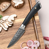 3,5-inch Damascus staal VG10 kern fruitmes, ultra scherp schilmes met Pakka houten handvat