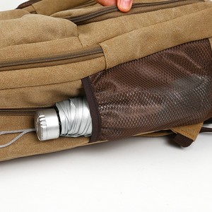 Mochila retrô de lona com vários compartimentos, bolso lateral de malha, bolsa para laptop de 15,6 polegadas, resistente ao desgaste, mochila vintage para viagens e acampamento - Product Image 2