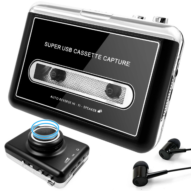 Retro Mini Removable Speaker Portable USB Walkman MP3 Cassette Player with Auto Reverse Battery Powered Stereo
