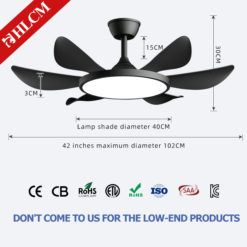 Black 42-inch 6-blade