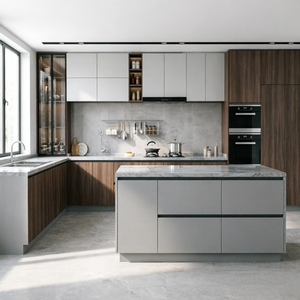 Ensembles d'armoires de cuisine sur mesure de luxe avec portes élégantes sans poignées et fours encastrés pour une conception intérieure moderne et luxueuse - Product Image 3