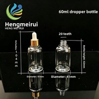 Flacon compte-gouttes rond transparent de 60 ml pour crème visage, emballage cosmétique en PETG, matériau haut de gamme, imprimé à l'écran, marque HMR
