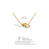 Collier élégant JINYOU 7680 en forme de cœur double coquille, étanche, en acier inoxydable plaqué or, bijoux fins pour la vente en gros
