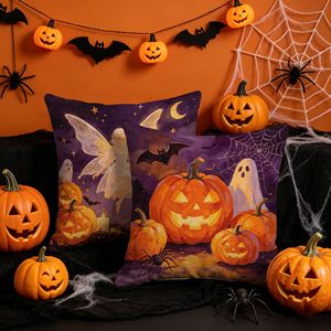 Halloween-themed Linen Knitted Cartoon <b>Throw</b> Pillows Scary Party Decorations <b>Chair</b> Cushions Living Room Sofas Pumpkin Hotel - Product Image 2