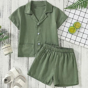 Set in Lino Biologico per Bambini, Completi Personalizzati per Ragazzi, Set con Bottoni in Lino, Camicie e Pantaloncini per Bambini, Abbigliamento per Bambini - Product Image 2