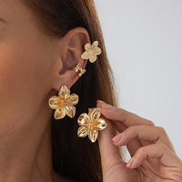 Anting Tusuk Bunga Emas dari Paduan Seng, Perhiasan Motif Bunga, Perhiasan Wanita, Perhiasan Fashion, Merek SYK, Hadiah Trendi, Liburan Musim Panas